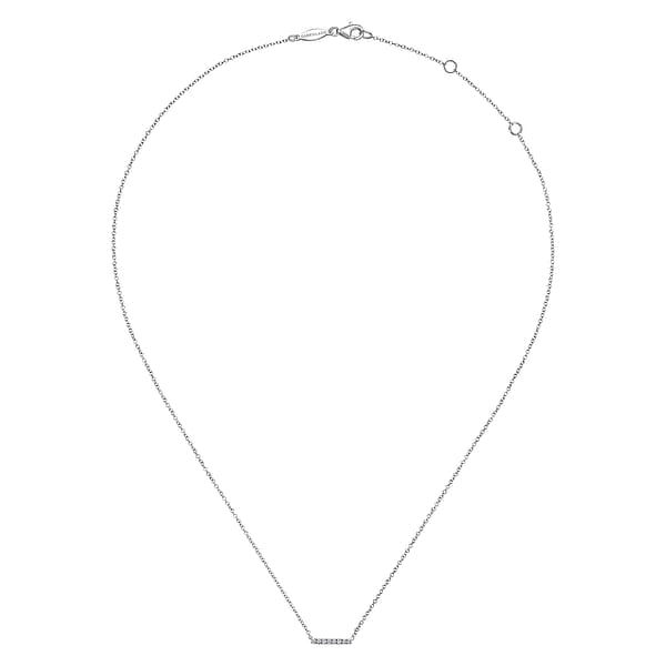 14K White Gold Petite Pavé Diamond Bar Necklace - NK5422W45JJ-Gabriel & Co.-Renee Taylor Gallery