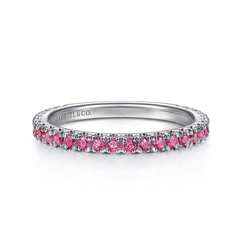 14K White Gold Ruby Stackable Ring - LR50889W4JRA-Gabriel & Co.-Renee Taylor Gallery