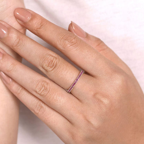 14K White Gold Ruby Stackable Ring - LR50889W4JRA-Gabriel & Co.-Renee Taylor Gallery