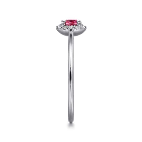14K White Gold Ruby and Diamond Halo Promise Ring - LR51264W45RA-Gabriel & Co.-Renee Taylor Gallery
