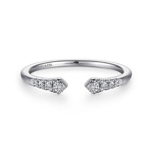 14K White Gold Split Diamond Stackable Ring - LR51284W45JJ-Gabriel & Co.-Renee Taylor Gallery
