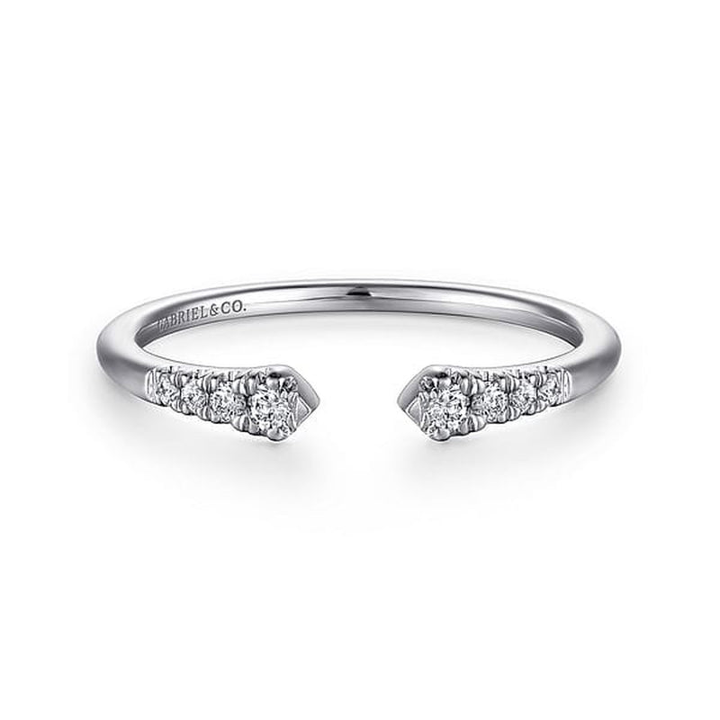 14K White Gold Split Diamond Stackable Ring - LR51284W45JJ-Gabriel & Co.-Renee Taylor Gallery