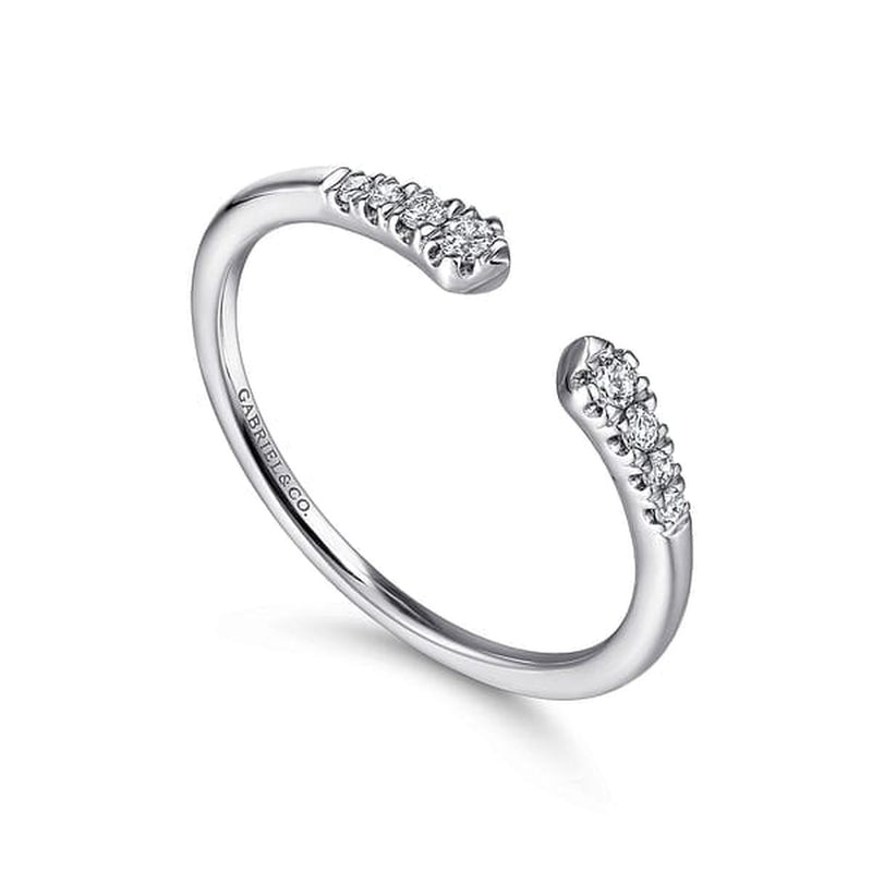 14K White Gold Split Diamond Stackable Ring - LR51284W45JJ-Gabriel & Co.-Renee Taylor Gallery
