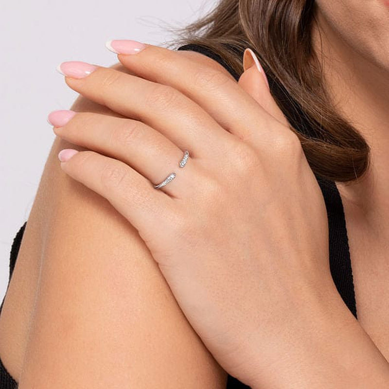 14K White Gold Split Diamond Stackable Ring - LR51284W45JJ-Gabriel & Co.-Renee Taylor Gallery
