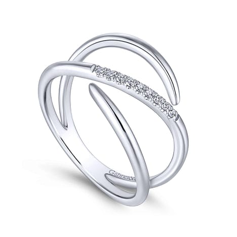 14K White Gold Split Shank Pave Diamond Wrap Ring - LR51267W45JJ-Gabriel & Co.-Renee Taylor Gallery
