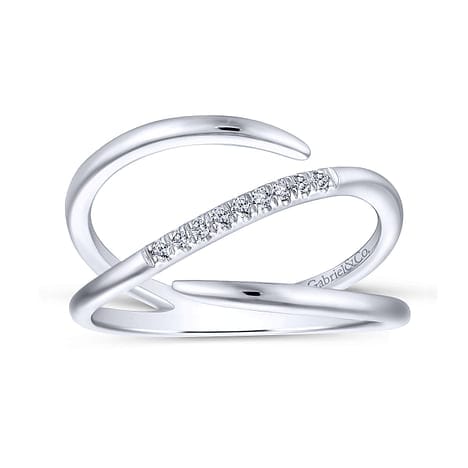 14K White Gold Split Shank Pave Diamond Wrap Ring - LR51267W45JJ-Gabriel & Co.-Renee Taylor Gallery
