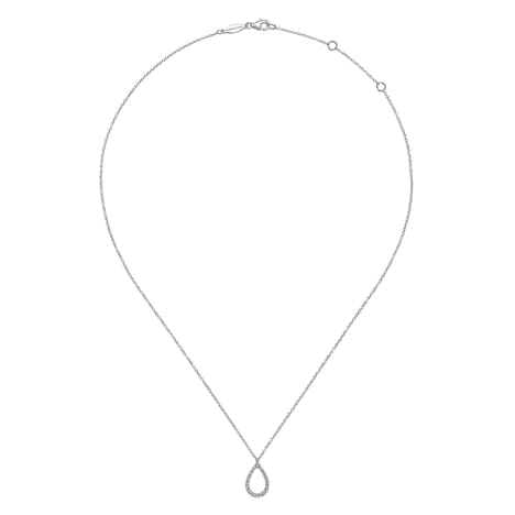 14K White Gold Teardrop Diamond Pendant Necklace - NK6134W45JJ-Gabriel & Co.-Renee Taylor Gallery