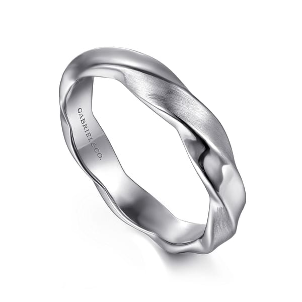 925 Sterling Silver Men's Twisted Ring - MR20148SVJJJ-Gabriel & Co.-Renee Taylor Gallery