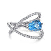 14K White Gold Twisted Split Shank Swiss Blue Topaz Ring - LR51561W45BT-Gabriel & Co.-Renee Taylor Gallery