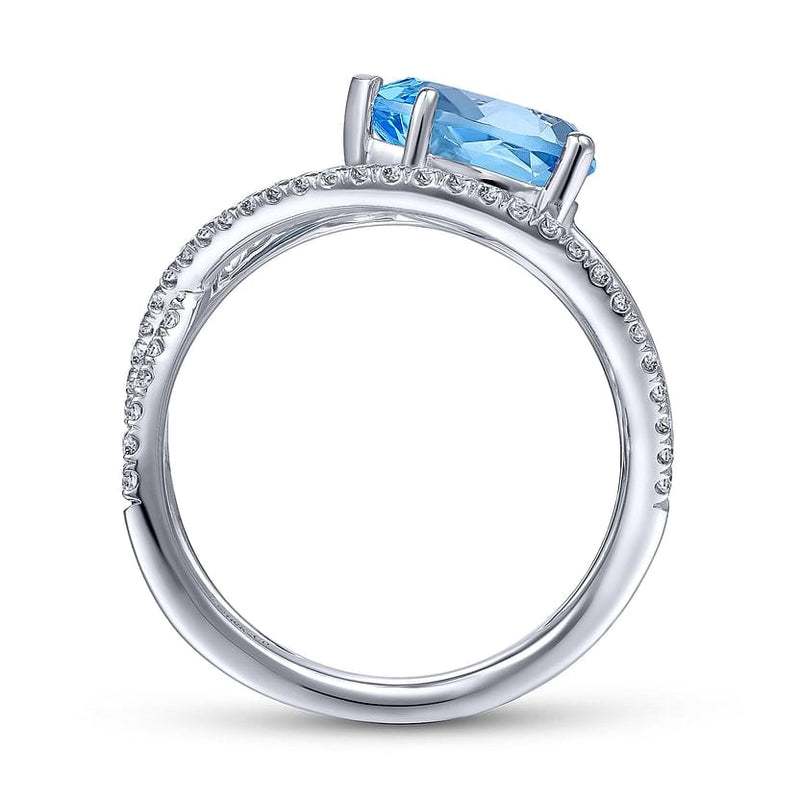 14K White Gold Twisted Split Shank Swiss Blue Topaz Ring - LR51561W45BT-Gabriel & Co.-Renee Taylor Gallery