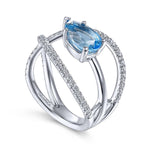 14K White Gold Twisted Split Shank Swiss Blue Topaz Ring - LR51561W45BT-Gabriel & Co.-Renee Taylor Gallery