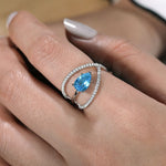 14K White Gold Twisted Split Shank Swiss Blue Topaz Ring - LR51561W45BT-Gabriel & Co.-Renee Taylor Gallery