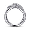 14K White Gold Wide Band Layered Diamond Ring - LR51496W45JJ-Gabriel & Co.-Renee Taylor Gallery