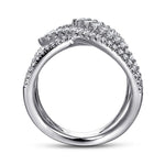 14K White Gold Wide Band Layered Diamond Ring - LR51496W45JJ-Gabriel & Co.-Renee Taylor Gallery