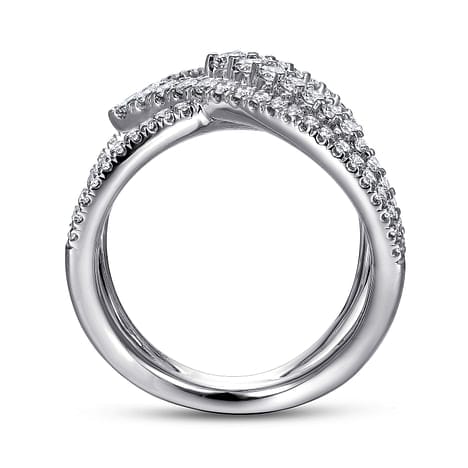 14K White Gold Wide Band Layered Diamond Ring - LR51496W45JJ-Gabriel & Co.-Renee Taylor Gallery