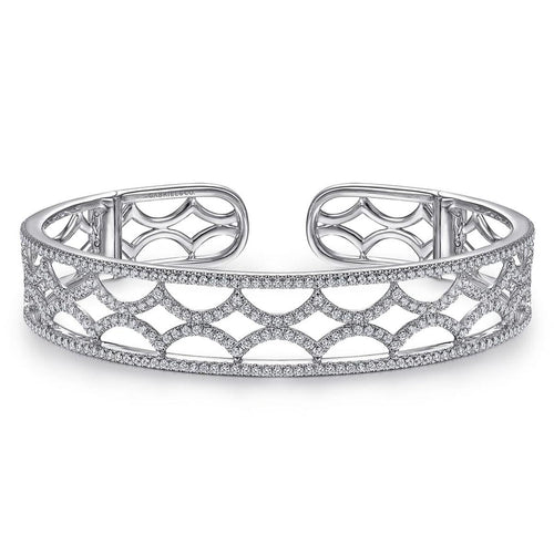 14K White Gold Wide Zig Zag Diamond Cuff Bracelet – BG4333-65W45JJ-Gabriel & Co.-Renee Taylor Gallery