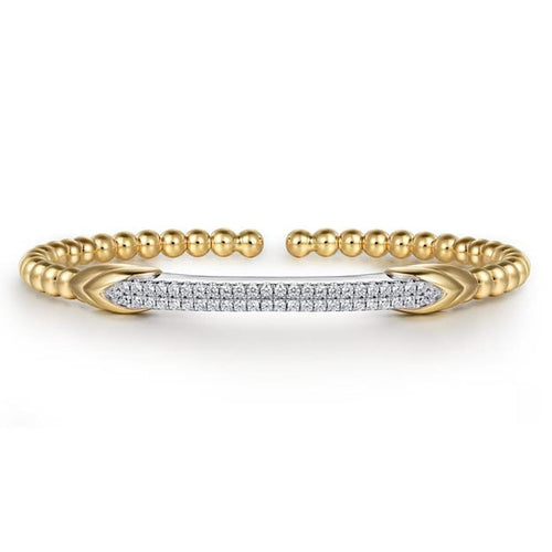 14K Mix of White and Yellow Gold Diamond Bangle - BG5188-6M45JJ.LOCK-Gabriel & Co.-Renee Taylor Gallery