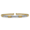 14K White Yellow Gold Bujukan Beads and Diamond Station Split Bangle Bracelet - BG5053-62M45JJ-Gabriel & Co.-Renee Taylor Gallery