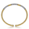 14K White Yellow Gold Bujukan Beads and Diamond Station Split Bangle Bracelet - BG5053-62M45JJ-Gabriel & Co.-Renee Taylor Gallery