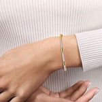 14K White Yellow Gold Bujukan Beads and Diamond Station Split Bangle Bracelet - BG5053-62M45JJ-Gabriel & Co.-Renee Taylor Gallery
