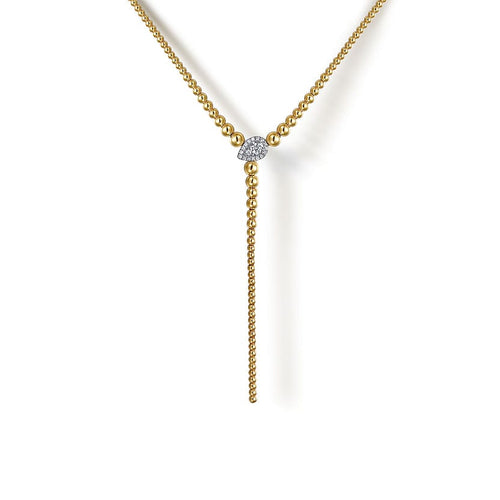 14K White & Yellow Gold Bujukan Beads and Diamond Y Necklace - NK7795M45JJ-Gabriel & Co.-Renee Taylor Gallery