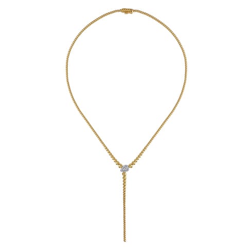 14K White & Yellow Gold Bujukan Beads and Diamond Y Necklace - NK7795M45JJ-Gabriel & Co.-Renee Taylor Gallery