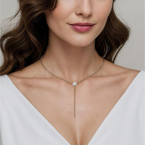 14K White & Yellow Gold Bujukan Beads and Diamond Y Necklace - NK7795M45JJ-Gabriel & Co.-Renee Taylor Gallery