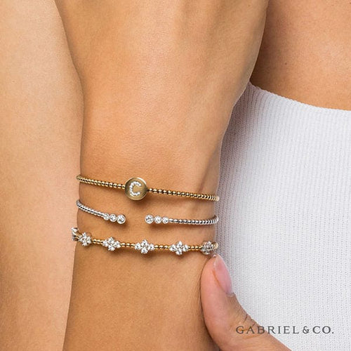 14K White & Yellow Gold Bujukan Diamond Bangle - BG4782-62M45JJ-Gabriel & Co.-Renee Taylor Gallery