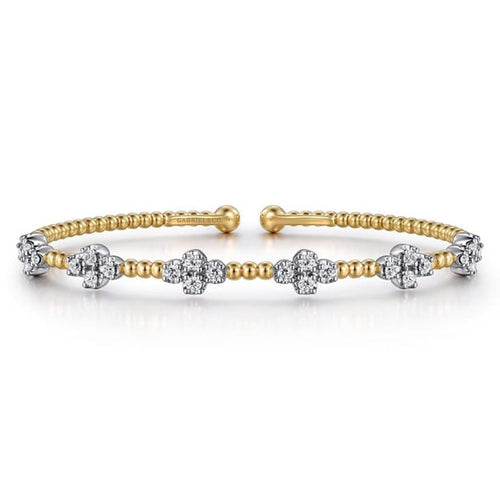 14K Mix of White and Yellow Gold Diamond Bangle - BG4782-6M45JJ.LOCK-Gabriel & Co.-Renee Taylor Gallery