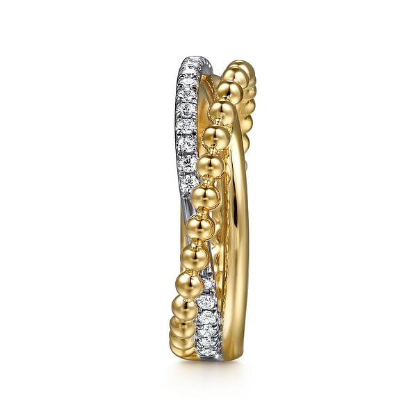 14K White & Yellow Gold Bujukan Diamond Criss Cross Ring - LR52775M45JJ-Gabriel & Co.-Renee Taylor Gallery