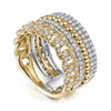 14K White & Yellow Gold Wide Band Layered Diamond Ring - LR51517M45JJ-Gabriel & Co.-Renee Taylor Gallery