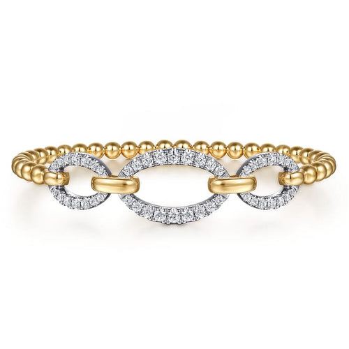 14K White & Yellow Gold Bujukan Diamond Link Split Bangle Bracelet - BG5080-62M45JJ-Gabriel & Co.-Renee Taylor Gallery