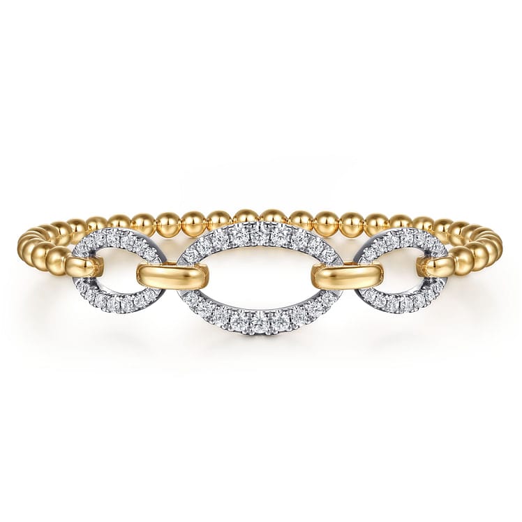 14K White & Yellow Gold Bujukan Diamond Link Split Bangle Bracelet - BG5080-62M45JJ-Gabriel & Co.-Renee Taylor Gallery