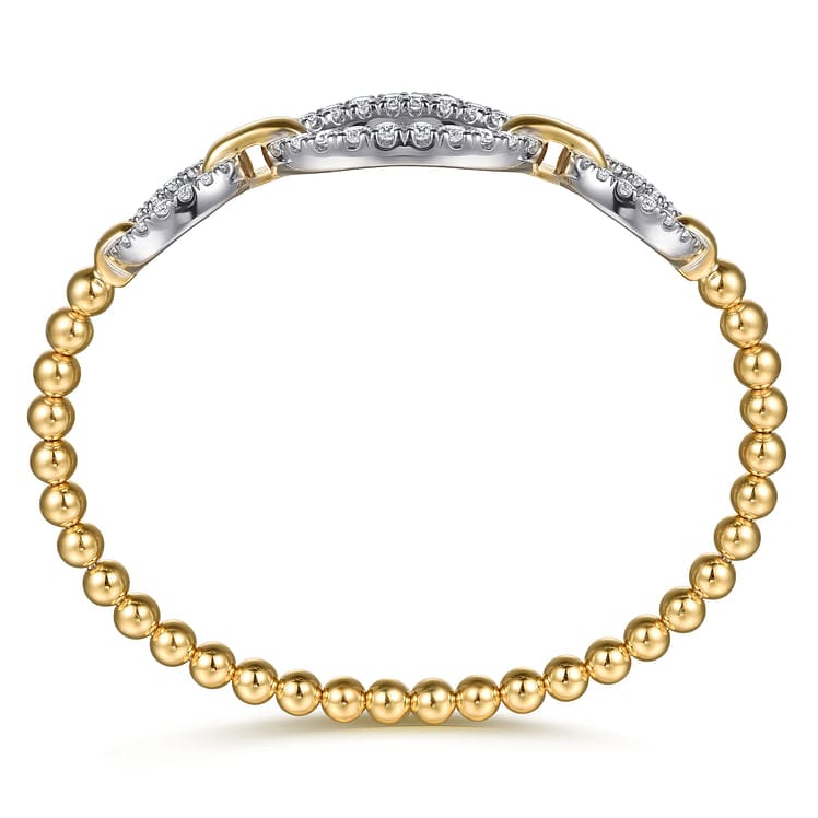 14K White & Yellow Gold Bujukan Diamond Link Split Bangle Bracelet - BG5080-62M45JJ-Gabriel & Co.-Renee Taylor Gallery