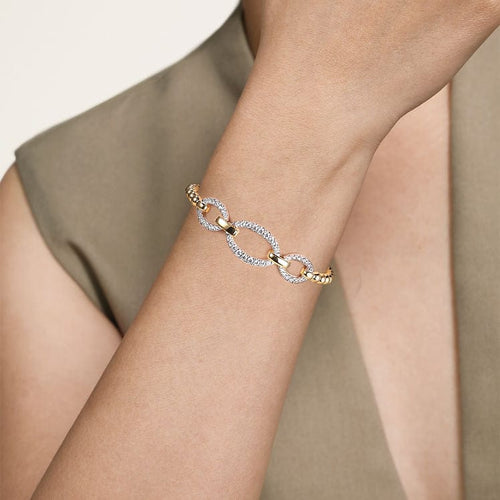 14K White & Yellow Gold Bujukan Diamond Link Split Bangle Bracelet - BG5080-62M45JJ-Gabriel & Co.-Renee Taylor Gallery
