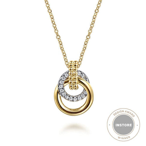 14K White & Yellow Gold Bujukan Diamond Pendant Necklace - NK7820M45JJ-Gabriel & Co.-Renee Taylor Gallery