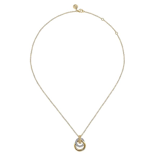 14K White & Yellow Gold Bujukan Diamond Pendant Necklace - NK7820M45JJ-Gabriel & Co.-Renee Taylor Gallery