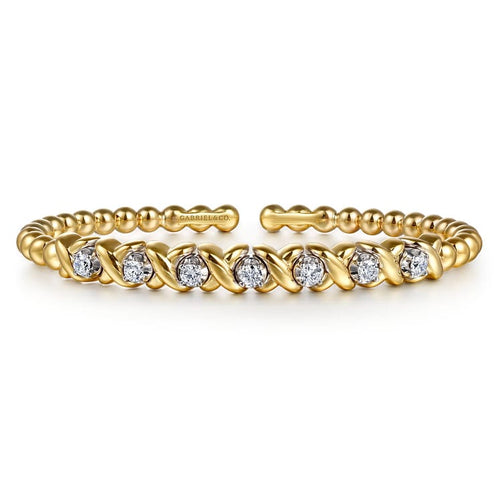 14K White & Yellow Gold Bujukan Diamond Split Bangle Bracelet - BG5078-62M45JJ-Gabriel & Co.-Renee Taylor Gallery