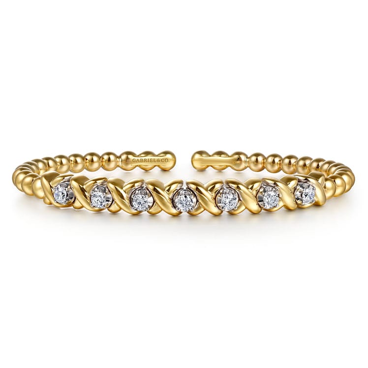 14K White & Yellow Gold Bujukan Diamond Split Bangle Bracelet - BG5078-62M45JJ-Gabriel & Co.-Renee Taylor Gallery