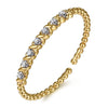 14K White & Yellow Gold Bujukan Diamond Split Bangle Bracelet - BG5078-62M45JJ-Gabriel & Co.-Renee Taylor Gallery