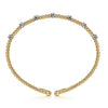 14K White & Yellow Gold Bujukan Cuff Bracelet with Diamond Stations - BG4436-62M45JJ-Gabriel & Co.-Renee Taylor Gallery