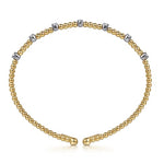 14K White & Yellow Gold Bujukan Cuff Bracelet with Diamond Stations - BG4436-62M45JJ-Gabriel & Co.-Renee Taylor Gallery