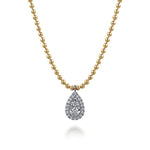 14K White & Yellow Gold Bujukan Diamond Teardrop Pendant Necklace - NK7803M45JJ-Gabriel & Co.-Renee Taylor Gallery