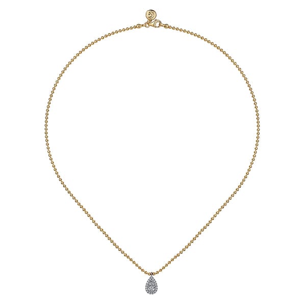 14K White & Yellow Gold Bujukan Diamond Teardrop Pendant Necklace - NK7803M45JJ-Gabriel & Co.-Renee Taylor Gallery