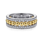14K White-Yellow Gold Bujukan Diamond Wide Band Ring - LR51778M45JJ-Gabriel & Co.-Renee Taylor Gallery