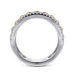 14K White-Yellow Gold Bujukan Diamond Wide Band Ring - LR51778M45JJ-Gabriel & Co.-Renee Taylor Gallery
