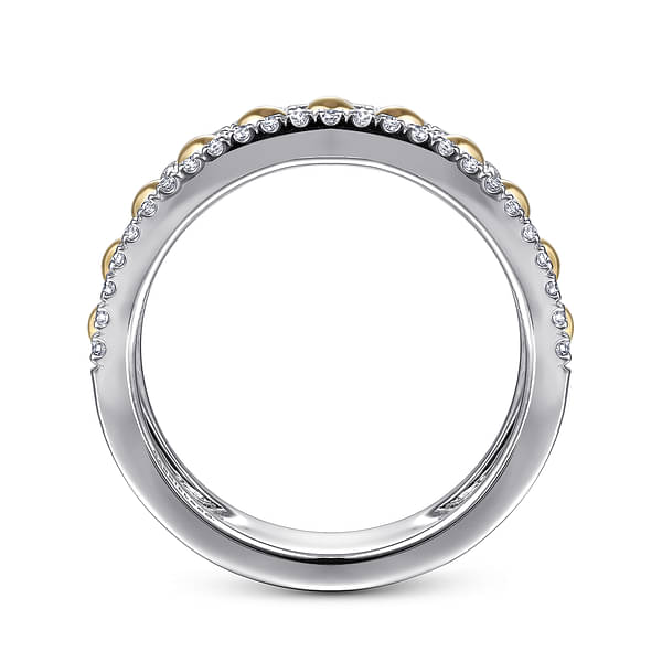 14K White-Yellow Gold Bujukan Diamond Wide Band Ring - LR51778M45JJ-Gabriel & Co.-Renee Taylor Gallery