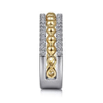 14K White-Yellow Gold Bujukan Diamond Wide Band Ring - LR51778M45JJ-Gabriel & Co.-Renee Taylor Gallery