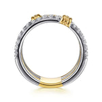 14K White & Yellow Gold Bujukan and Diamond Easy Stackable Ring - LR52898M45JJ-Gabriel & Co.-Renee Taylor Gallery