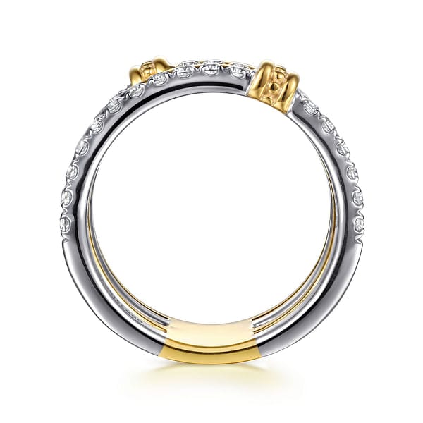 14K White & Yellow Gold Bujukan and Diamond Easy Stackable Ring - LR52898M45JJ-Gabriel & Co.-Renee Taylor Gallery